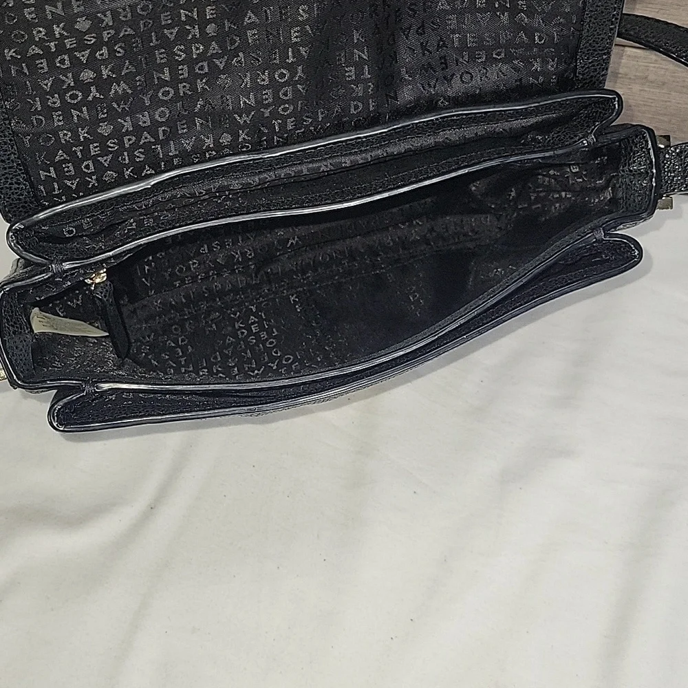 Kate Spade Black Textured Leather Crossbody Shoulder Bag